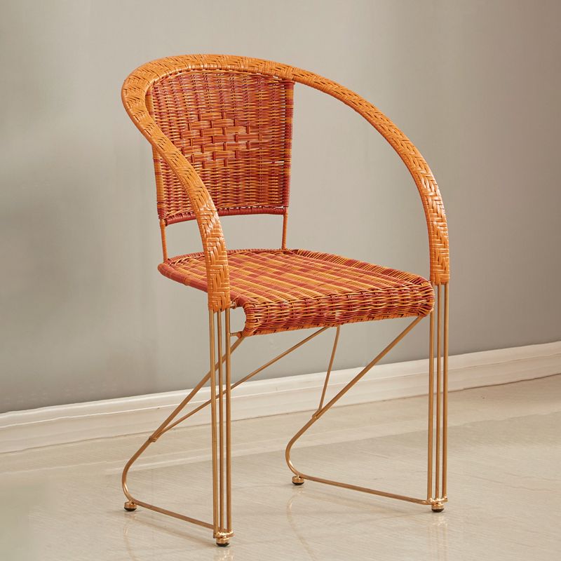 Mid-centuryl Modern Style Arms Included Woven Back Sled Accent Armchair