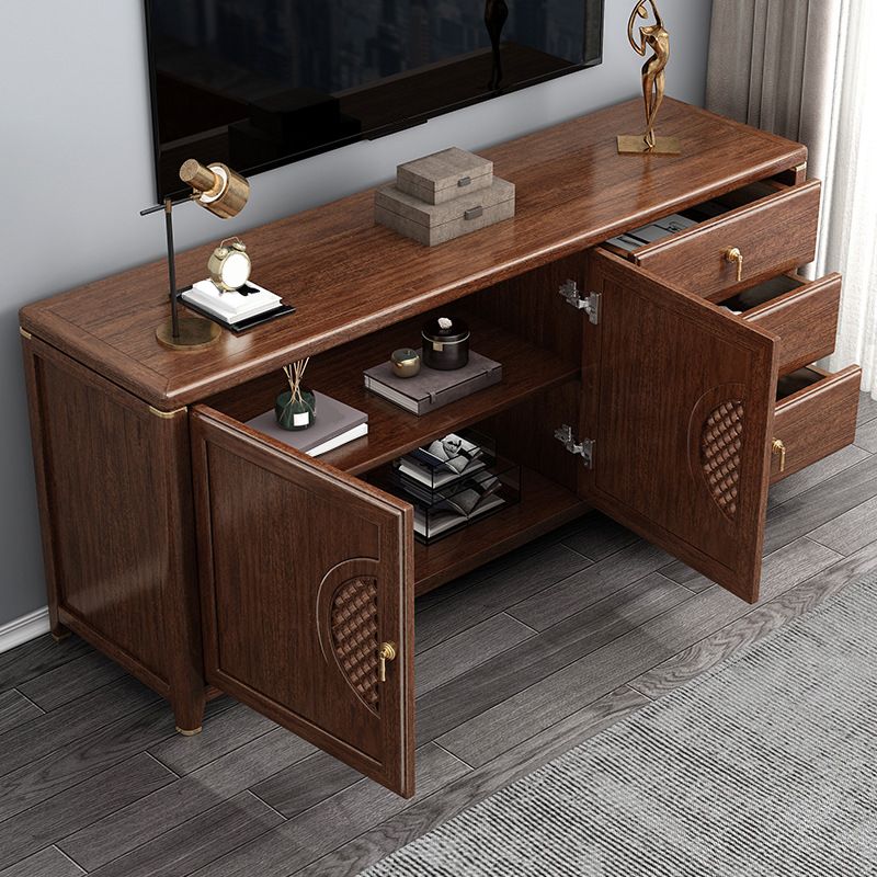 Vintage Brown Media Console Walnut Stand Console with Drawers Clearhalo 'furn' 'furn_tv_stands_entertainment_centers' 'Furniture' 'Living Room Furniture' 'TV Stands & Entertainment Centers' 'TV Stands & Media Storage Furniture' 'tv_stands_entertainment_centers' 1200x1200_5a199fb0-ca0c-4280-9595-17b0645fbc0c