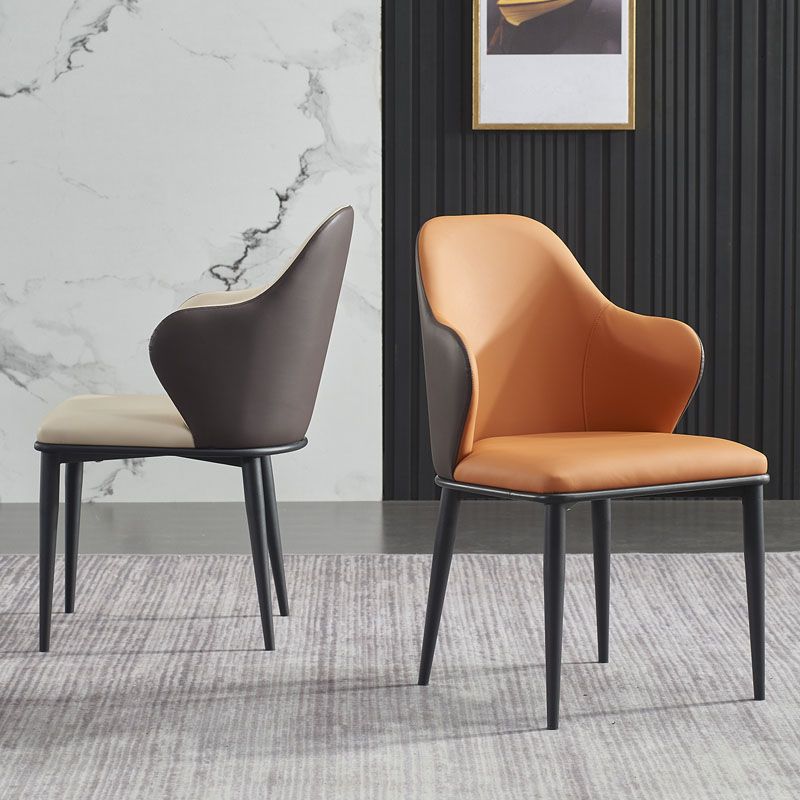Minimalist Style Leather Dining Chair Solid Back Arm Upholstered Single Chair Clearhalo ' kitchen&dining_furn' 'Dining Chairs' 'Dining Tables & Seating' 'dining_chair' 'furn' 'furn_dining_chair' 'Furniture' 'furniture_dining_chair' 'Kitchen & Dining Furniture' 'kitchen' 1200x1200_5a1a6ddd-2c1f-45fc-a229-196228d019e0