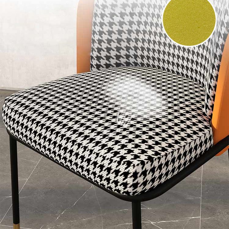 Glam Style Linen Dining Armless Chair Metal Dining Chairs for Restaurant Use