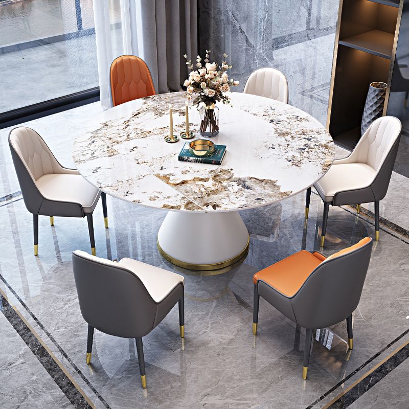 Sintered Stone Top Room Table Pedestal Dining Table for Kitchen Clearhalo 'Dining Tables & Seating' 'Dining Tables' 'dining_table' 'furn' 'furn_dining_table' 'Furniture' 'Kitchen & Dining Furniture' 1200x1200_5a1aeb18-701c-4032-bffa-48921ae793e2