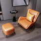 Modern Pillow Back Chair Genuine Leather Upholstered ArmChair in Orange