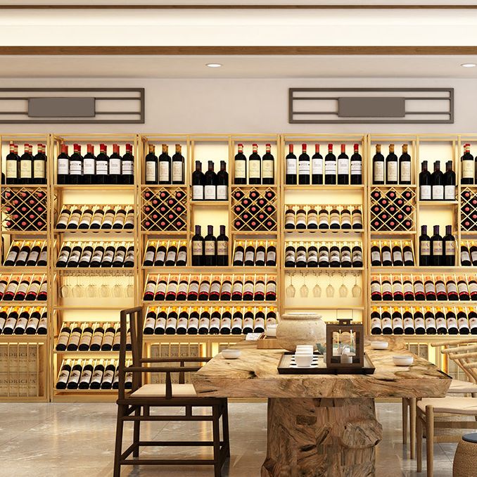 ワイナリー用の豪華なアイアンワインボトルホルダーLEDストリップフロアボトルラック