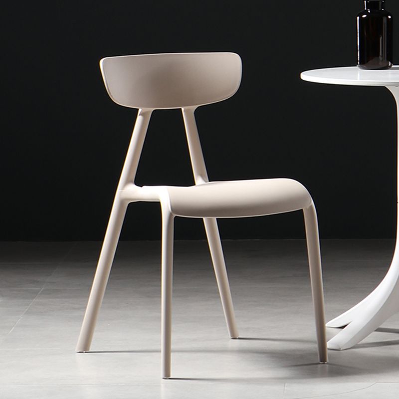 Metal Solid Color Armless Chair Four-Leg Stackable Accent Chair