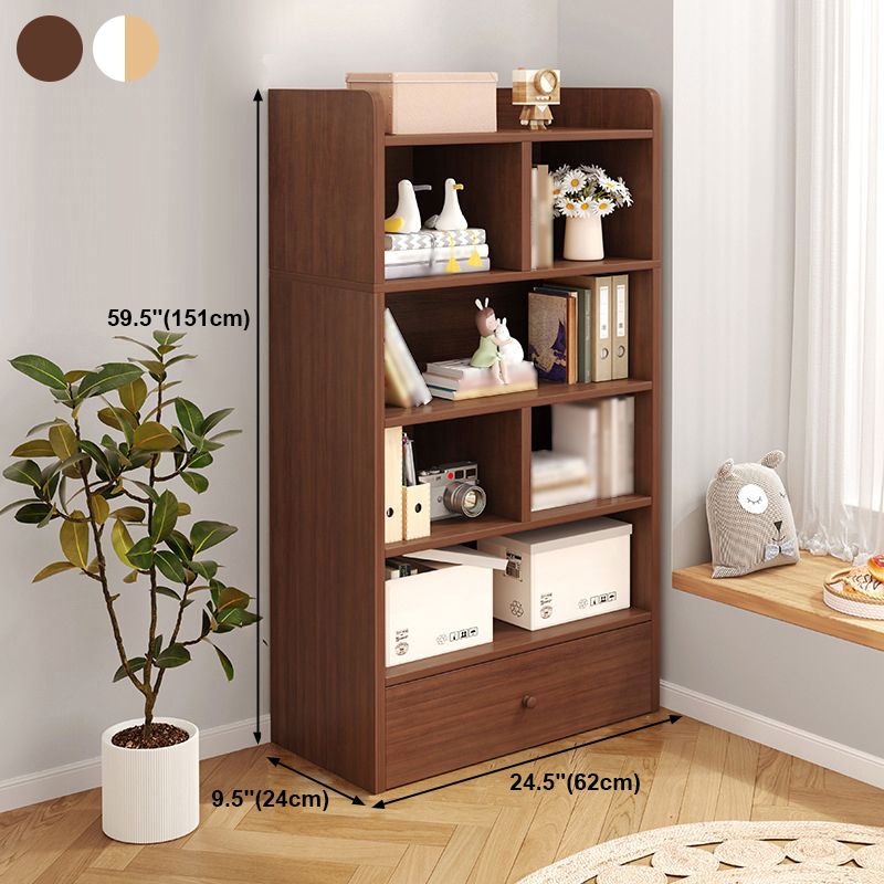 Modern Standard Bookcase Shelves Closed Back Bookshelf with Drawer in Engineered Wood Clearhalo 'Bookcases' 'furn' 'furn_bookcases' 'Furniture' 'furniture_bookcases' 'kitchen' 'kitchen_bookcases' 'Living Room Furniture' 'Office Furniture' 1200x1200_5a1d7396-74fe-4f2f-9969-5a1de6e86c49