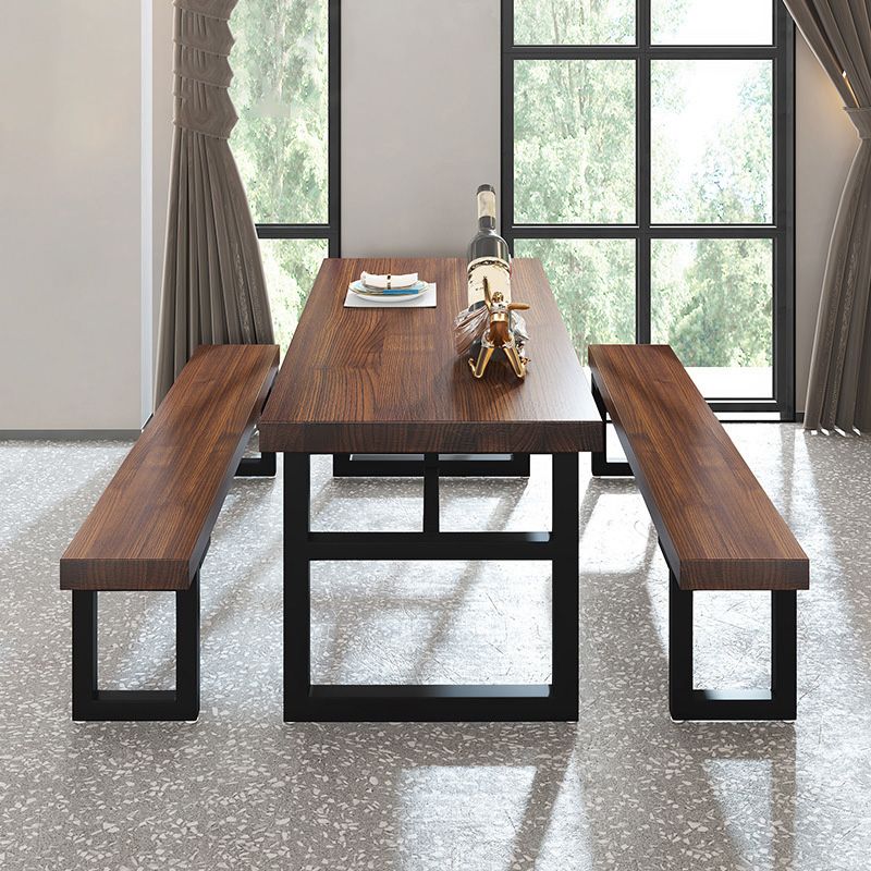 Industrial Dining Room Table Solid Wood Rectangle Dinette Table in Brown Clearhalo 'Dining Tables & Seating' 'Dining Tables' 'dining_table' 'furn' 'furn_dining_table' 'Furniture' 'Kitchen & Dining Furniture' 1200x1200_5a1ecd38-ae82-4d01-b990-e3204c608c4f