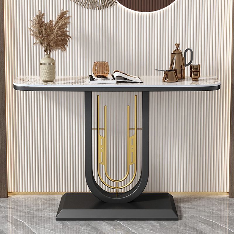 Glam Console Table Half Moon Antique Finish Console Sofa Table Clearhalo 'Console Tables' 'console_tables' 'Entry & Mudroom Furniture' 'furn' 'furn_console_tables' 'Furniture' 1200x1200_5a1f7547-77b6-40b4-ac11-b7e3a25dcaaa