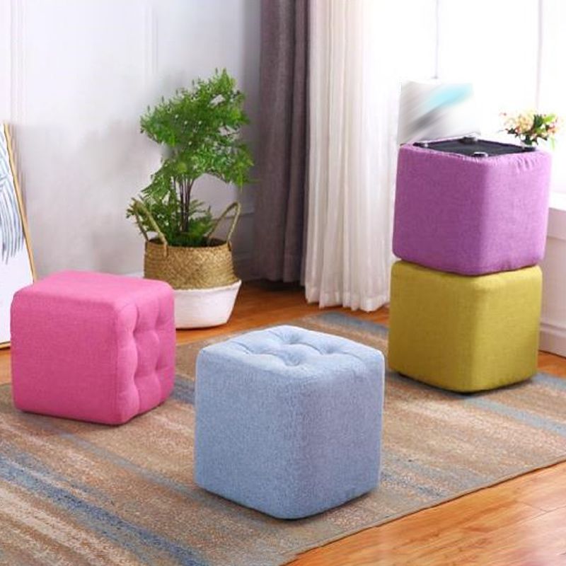 Modern Pouf Ottoman Fabric Upholstered Tufted Solid Color Square Ottoman Clearhalo 'furn' 'furn_ottomans_poufs' 'Furniture' 'Living Room Furniture' 'Ottomans & Poufs' 'ottomans_poufs' 1200x1200_5a2273bd-f42c-448e-ae57-3538b181d47a