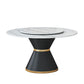 Round Stone Dining Table Black Base Traditional Luxury Dinette Table in White Clearhalo 'Dining Tables & Seating' 'Dining Tables' 'dining_table' 'furn' 'furn_dining_table' 'Furniture' 'furniture_dining_table' 'Kitchen & Dining Furniture' 1200x1200_5a236397-dbaf-445c-8acb-bf2078da660c