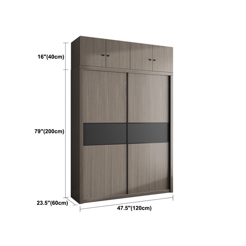 Brown Engineered Wood Wardrobe Closet Contemporary Wardrobe Cabinet
