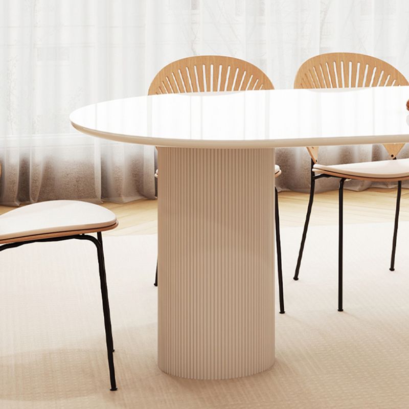 White Contemporary Dining Room Dinner Kitchen Table Double Pedestal Dinner Table