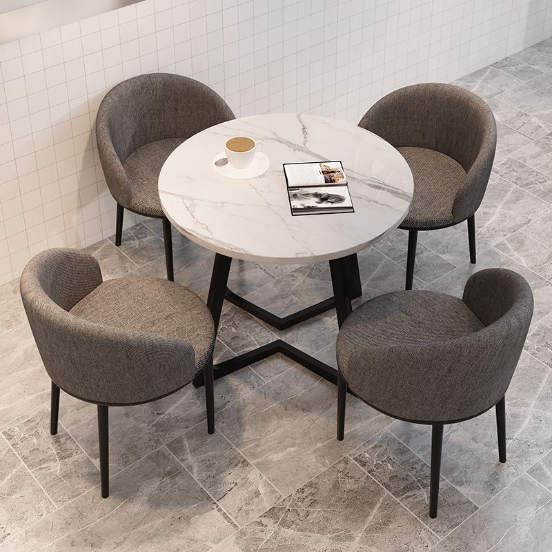 5 Piece Round Shape Contemporary Dining Room Chair and Table Set