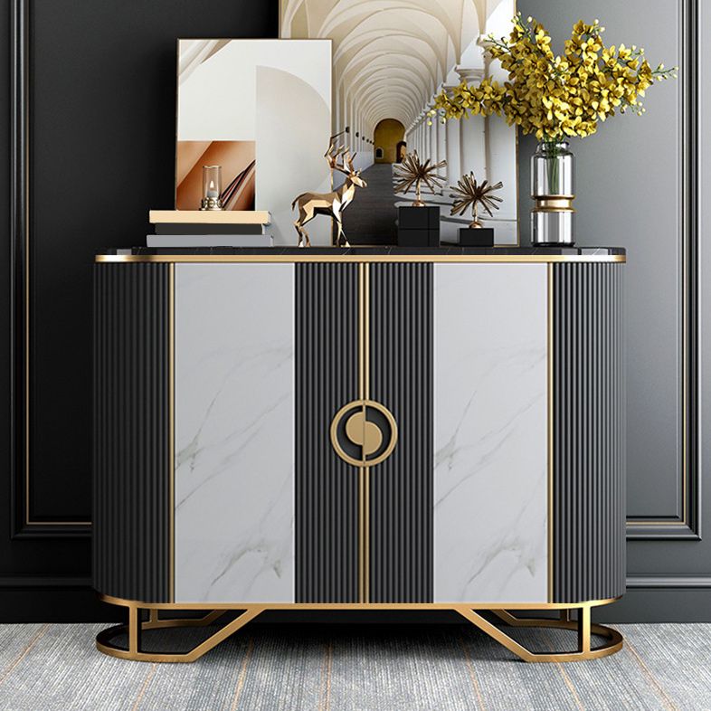 Glamstil Sideboard Marmor Glastüren Seitenbrett mit Schränken