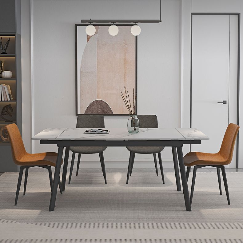 Modern 1/4/5/7 Pieces Dining Table Set with White Sintered Stone Top Scalable Dinette Set Clearhalo 'Dining Room Sets' 'Dining Tables & Seating' 'dining_room_set' 'furn' 'furn_dining_room_set' 'Furniture' 'furniture_dining_room_set' 'Kitchen & Dining Furniture' 1200x1200_5a28f7ec-8848-4396-a7db-c5cc0b2fcdd3