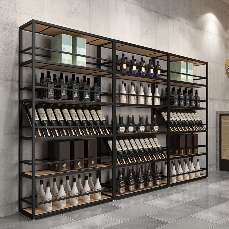 Botella de piso contemporánea Rack de vino Black Metal Suportador con estante
