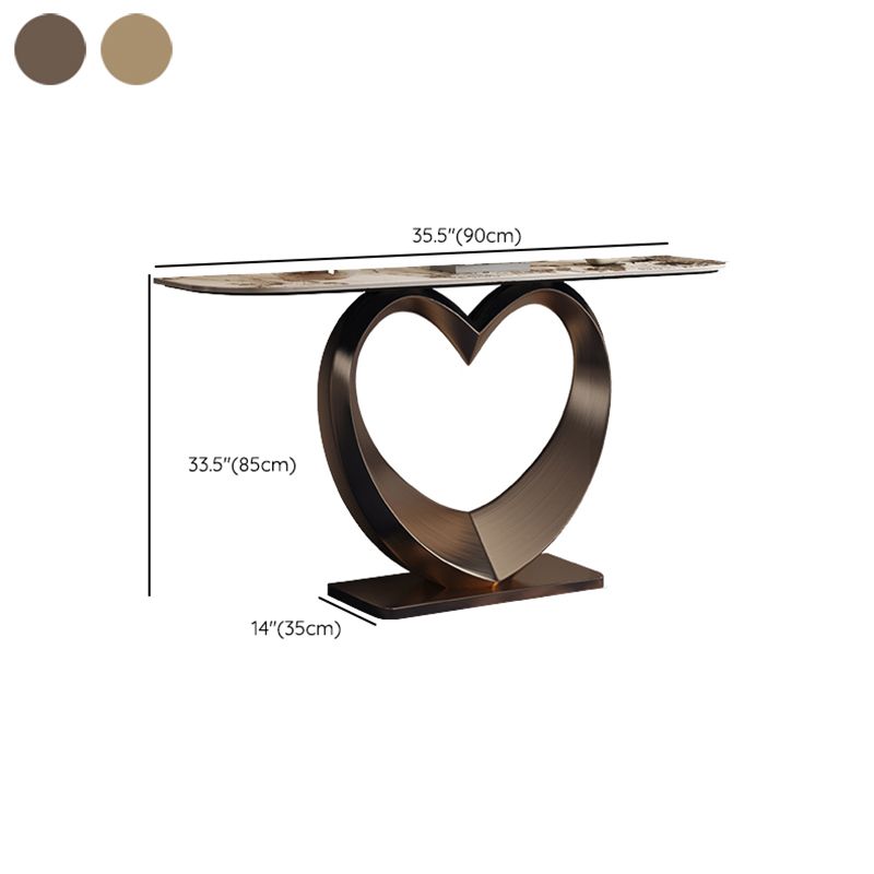 Half Moon Shape Contemporary Console Table Gold Stone Console Sofa Table Clearhalo 'Console Tables' 'console_tables' 'Entry & Mudroom Furniture' 'furn' 'furn_console_tables' 'Furniture' 1200x1200_5a30c532-3ba4-4730-a79b-eb859742a313