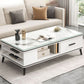 Single Coffee Table 4 Legs Rectangle Cocktail Table with Shelf and Drawer