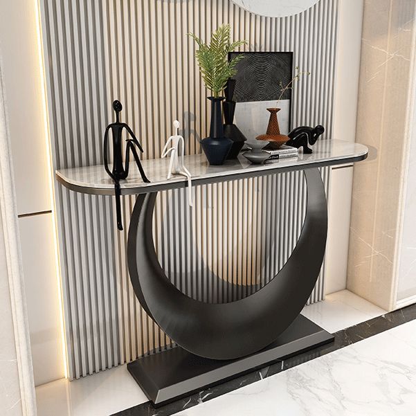 31.5" Tall Stone Accent Table Modern Stain Resistant Console Table