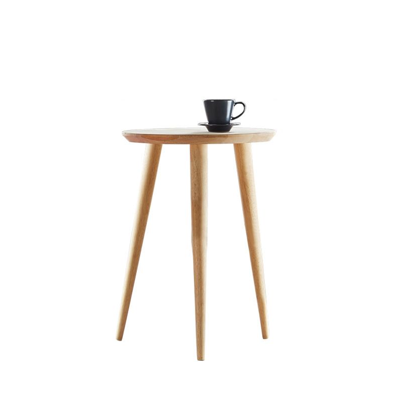 Dia 15.75" Wood Round End Table Natural Nordic 3 Legs Side Table