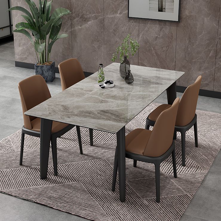 Modern Sintered Stone Rectangle Table Set 1/4/5/7 Pieces Dining Set Clearhalo 'Dining Room Sets' 'Dining Tables & Seating' 'dining_room_set' 'furn' 'furn_dining_room_set' 'Furniture' 'Kitchen & Dining Furniture' 1200x1200_5a338cb7-2267-4f89-a40b-19e512668c45