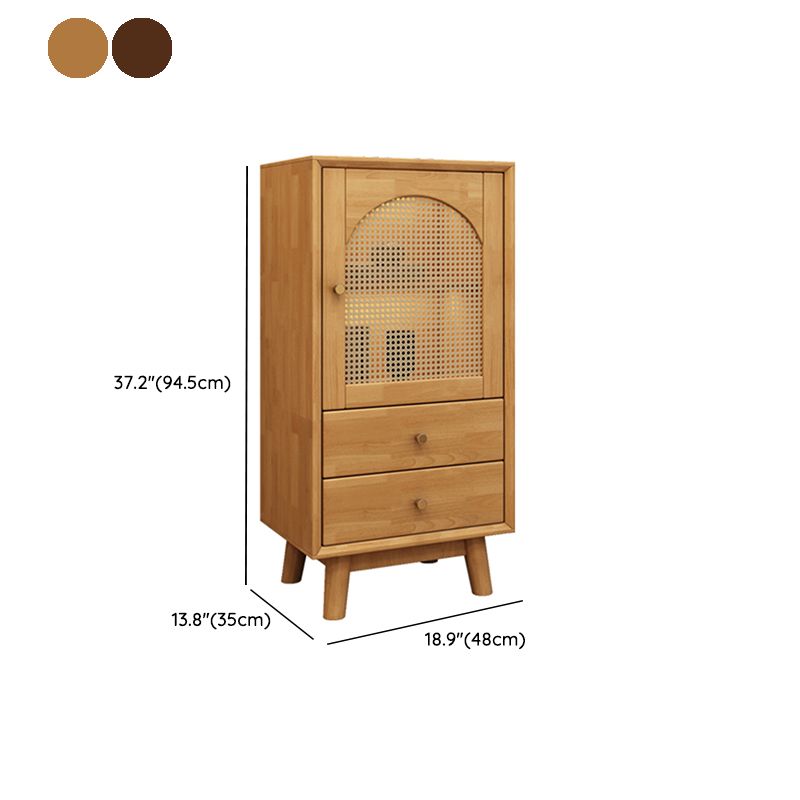 Mid Century Solid Wood 1-Door Cabinet Glass Paned Side Cabinet with 2-Drawer Clearhalo 'Cabinets & Chests' 'cabinets_chests' 'furn' 'furn_cabinets_chests' 'Furniture' 'Living Room Furniture' 1200x1200_5a34f222-7599-4a65-97a9-f7da92b32a1d