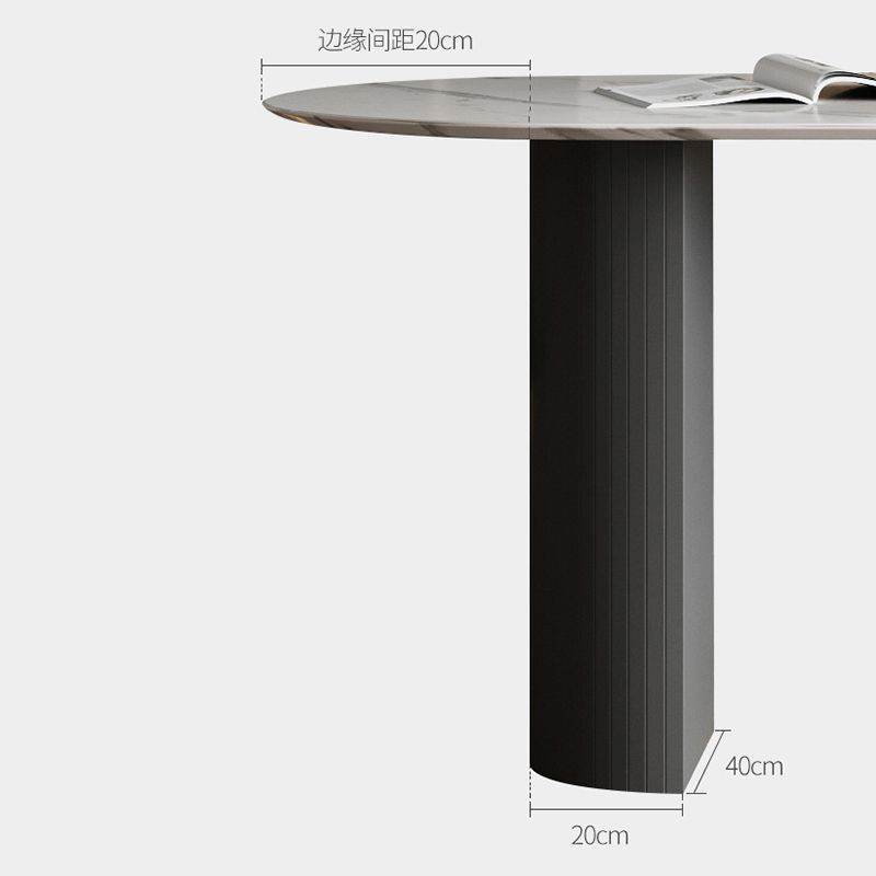 Contemporary White Oval Shape Dining Table Sintered Stone Standard Dining Table for Kitchen Clearhalo ' dining_table' 'Dining Tables & Seating' 'Dining Tables' 'furn' 'furn_dining_table' 'Furniture' 'furniture_dining_table' 'Kitchen & Dining Furniture' 'kitchen&dining_furn' 'kitchen' 'kitchen_dining_table' 1200x1200_5a382a83-d673-4972-b274-ada044f60b5f