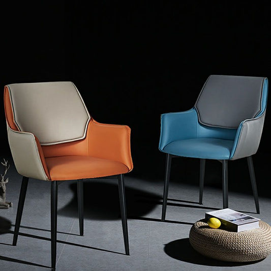 Modern Style Black Metal Arm Chair Upholstered Side Chair for Dining Room Clearhalo 'Dining Chairs' 'Dining Tables & Seating' 'dining_chair' 'furn' 'furn_dining_chair' 'Furniture' 'furniture_dining_chair' 'Kitchen & Dining Furniture' 1200x1200_5a38a750-d43d-47c2-bff7-3ae3f56113e3