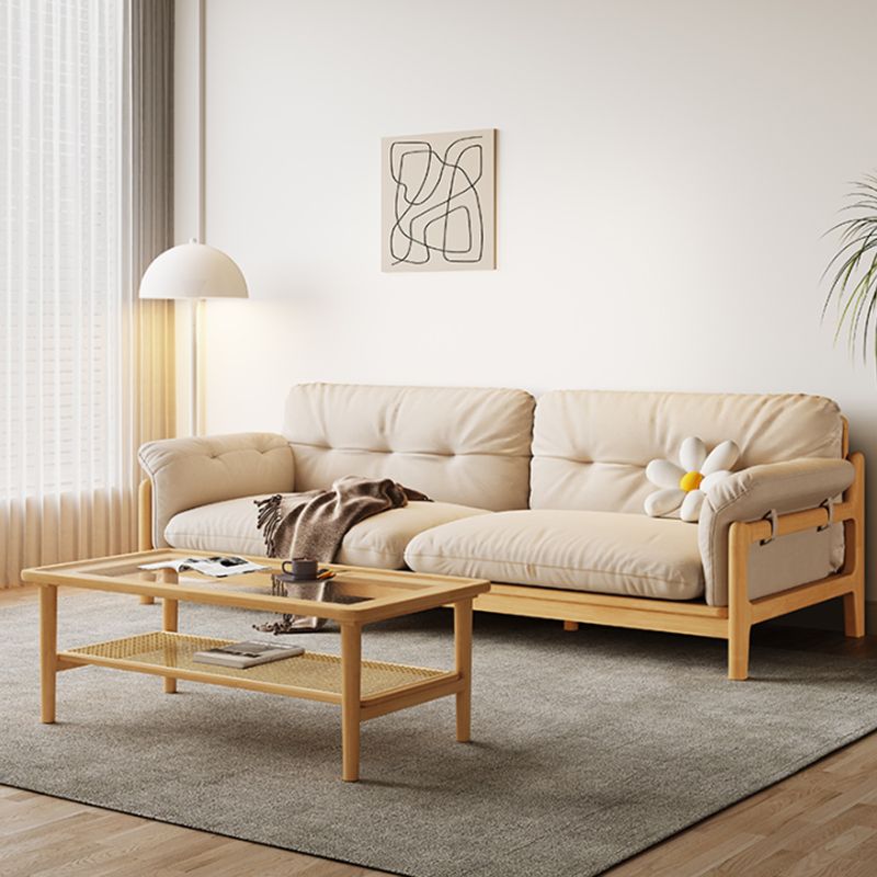 Solid Wood Tufted Settee Flared Arm Beige Cushions Sofa -39.4" H Clearhalo 'furn' 'furn_sofas' 'Furniture' 'Living Room Furniture' 'Sofa' 'sofas' 1200x1200_5a38c1b2-b52d-4a61-bcec-17422ee869d6