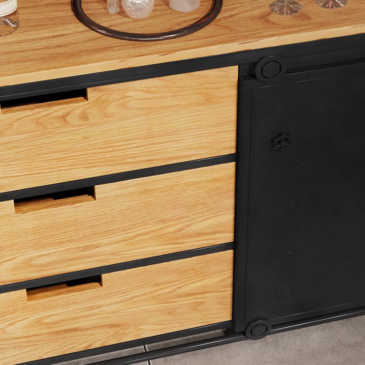 Dining Room Glam Style Sideboard Wood Drawer Iron Sliding Doors Cupboard Clearhalo 'buffet_sideboard' 'Buffets & Sideboards' 'furn' 'furn_buffet_sideboard' 'Furniture' 'furniture_buffet_sideboard' 'Kitchen & Dining Furniture' 1200x1200_5a3aae51-b4cc-48e4-a9d0-d7c13ec235a5