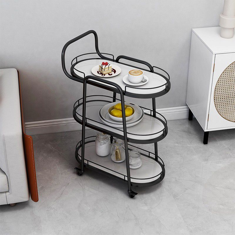 33.86" High Rolling Modern Prep Table Stone Prep Table for Dining Room