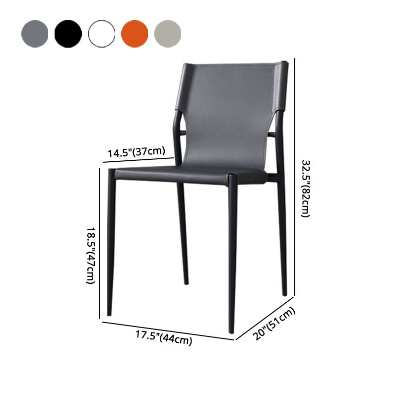 Industrial Style Leather Dining Chairs Solid Back Armless Dining Side Chairs (Set of 2) Clearhalo ' kitchen&dining_furn' 'Dining Chairs' 'Dining Tables & Seating' 'dining_chair' 'furn' 'furn_dining_chair' 'Furniture' 'furniture_dining_chair' 'Kitchen & Dining Furniture' 'kitchen' 1200x1200_5a3dc5fa-a084-49d0-8e7c-be8fe35d6327