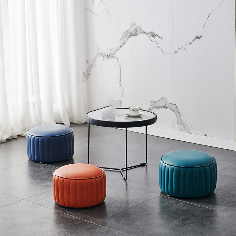 Pouf in pelle solida Pouf moderna semplice rotonda in rivestimento in rivestimento