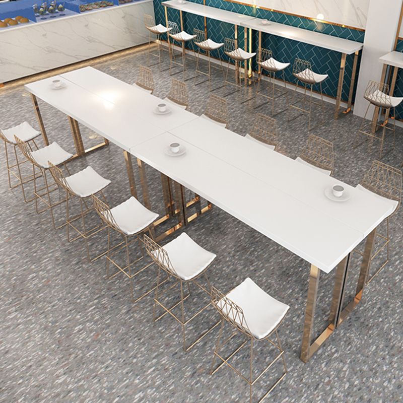 Glam Pub Height Dining Table White and Gold Counter Height Table Clearhalo 'Bar Furniture' 'Bar Tables' 'bar_tables' 'furn' 'furn_bar_tables' 'Furniture' 'Kitchen & Dining Furniture' 1200x1200_5a41d4e2-6aa6-42c7-82e3-fa68fc16fd5e