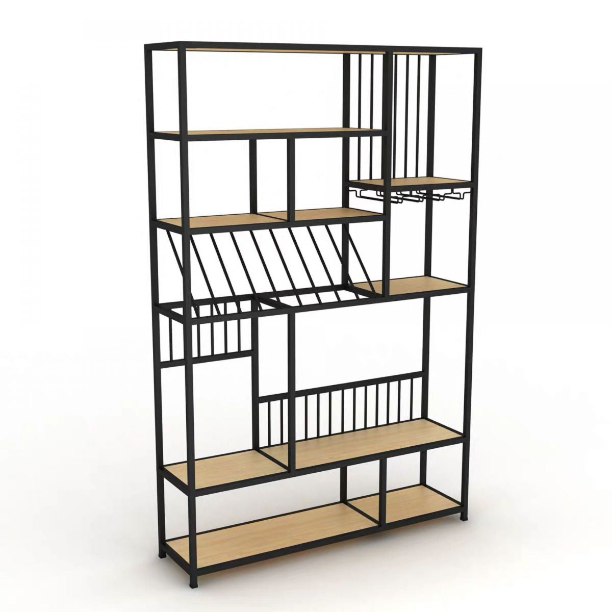 モダンメタルワインホルダーラック47.2 "x 11.8" x 70.9 "棚ワインラックフロア