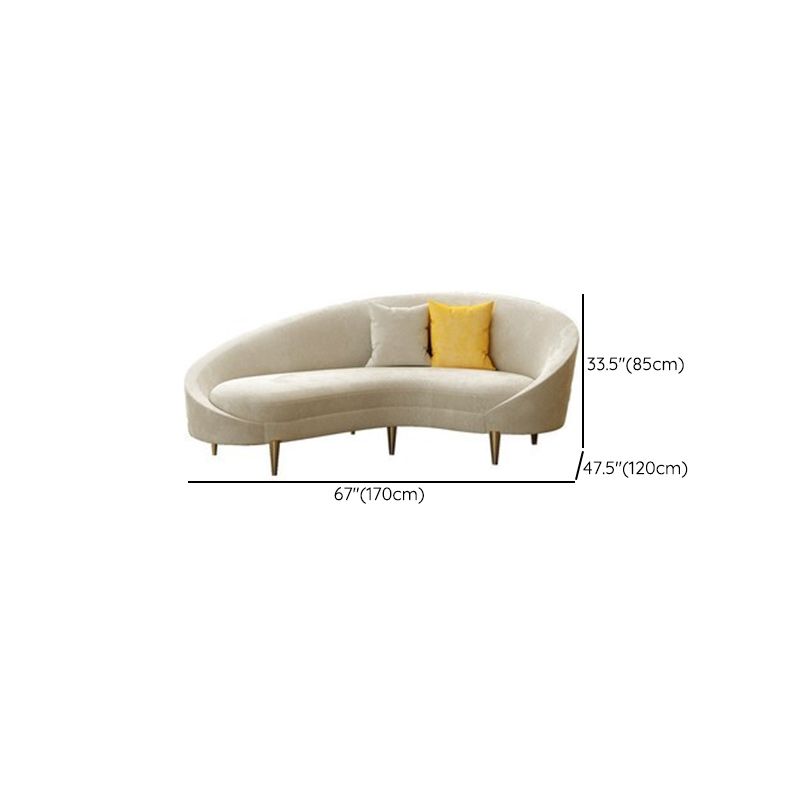 Contemporain 33.46 "H SOFA CRAMEY-WHITE MICROFIBRE BLANC CURVE COURVE