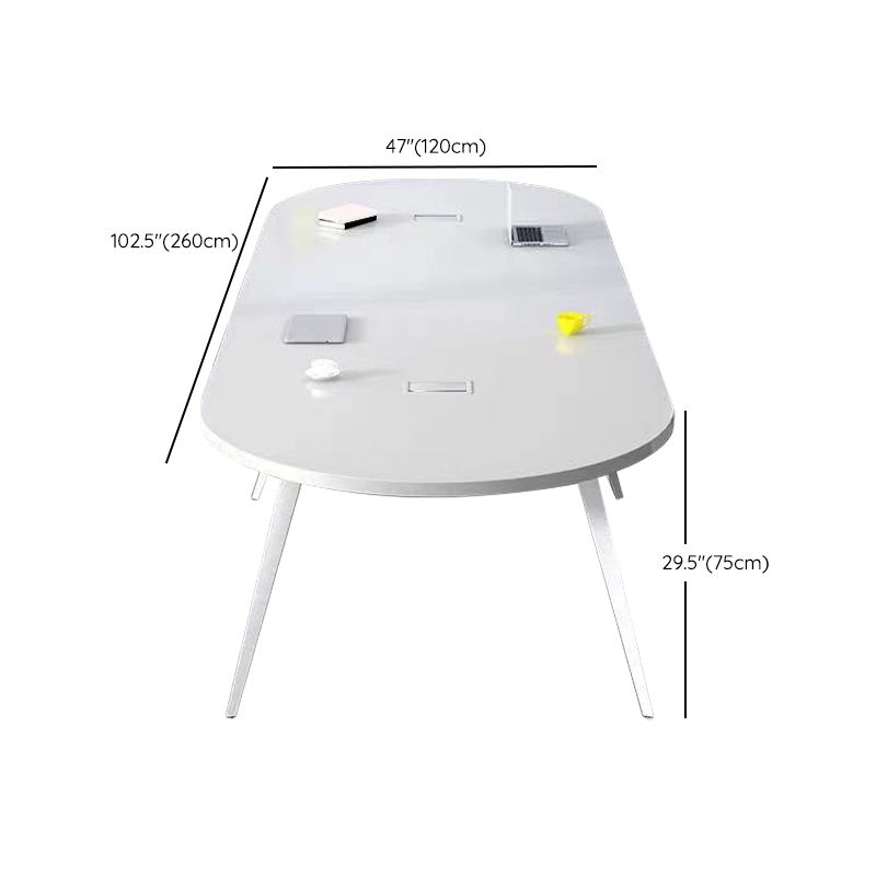 Escritorio de oficina de madera contemporánea Base de escritura ovalada