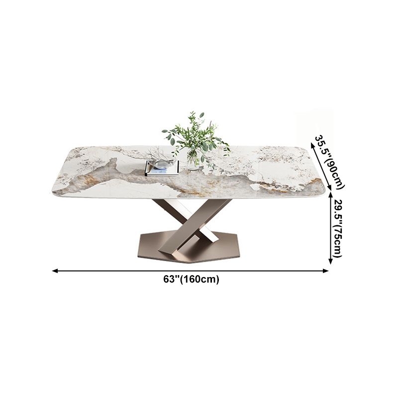 Sintered Stone Top Dining Table Rectangle Kitchen Table with Metal Pedestal Clearhalo ' dining_table' 'Dining Tables & Seating' 'Dining Tables' 'furn' 'furn_dining_table' 'Furniture' 'furniture_dining_table' 'Kitchen & Dining Furniture' 'kitchen&dining_furn' 'kitchen' 'kitchen_dining_table' 1200x1200_5a4570f0-419c-4135-9fbe-f1f21996dea4