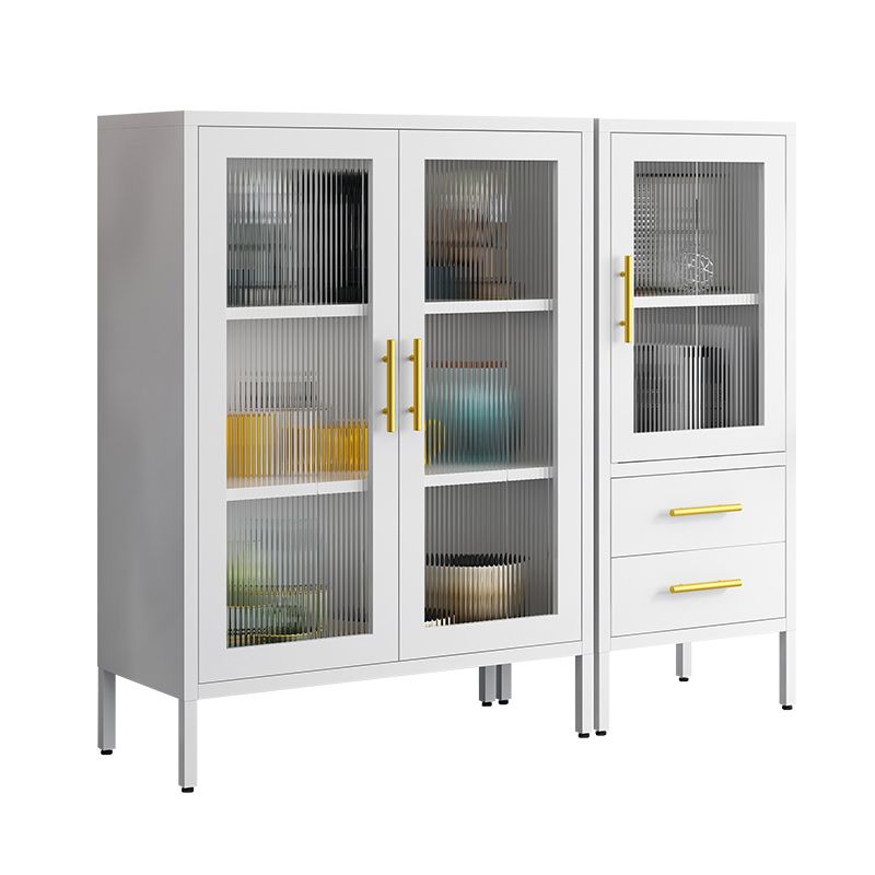 Contemporary Dining Server with Glass Doors Metal Buffet Server Clearhalo 'buffet_sideboard' 'Buffets & Sideboards' 'furn' 'furn_buffet_sideboard' 'Furniture' 'Kitchen & Dining Furniture' 1200x1200_5a469203-b7b5-4882-8eef-f9a4b8a001f3