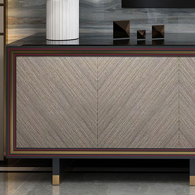 Glass TV Stand Console Enclosed Storage TV Console with 3 Drawers Clearhalo 'furn' 'furn_tv_stands_entertainment_centers' 'Furniture' 'Living Room Furniture' 'TV Stands & Entertainment Centers' 'TV Stands & Media Storage Furniture' 'tv_stands_entertainment_centers' 1200x1200_5a47bfe2-0a20-488f-949f-8d88acf81a61