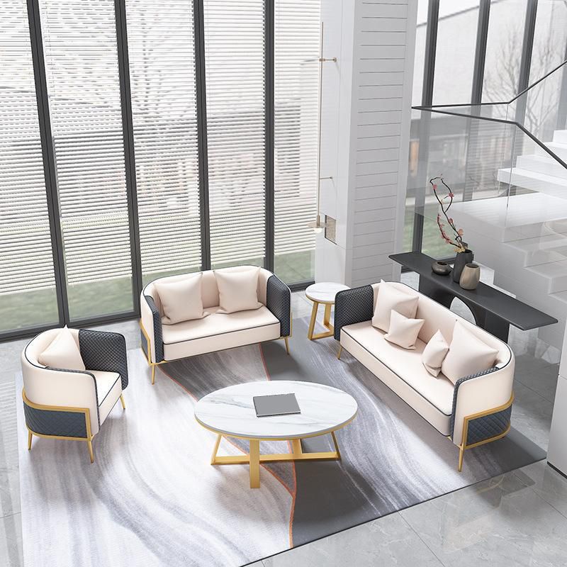 Sofá de brazo de esmoquin moderno 29.53 "HE SEATIS DE LEATRA FAUX DE H CON MARCO DE ORO