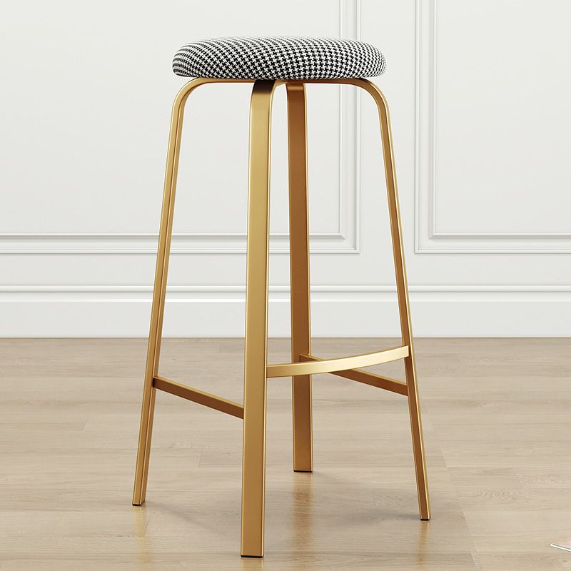 Nordic Armless Backless Counter Stool Iron Cafe Bar Stool with Cushion and Pedal Clearhalo 'Bar Furniture' 'Bar Stools' 'bar_stools' 'furn' 'furn_bar_stools' 'Furniture' 'furniture_bar_stools' 'Kitchen & Dining Furniture' 1200x1200_5a485620-b74e-4d03-9cc7-83542021dbbe