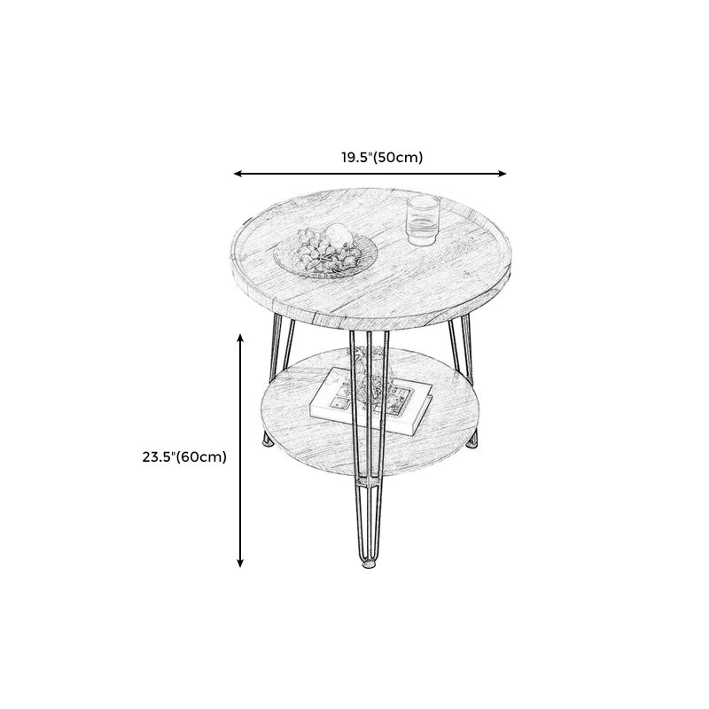3 Legs Base Design Black Base Plate Countertop Walnut/wood Round Side Table