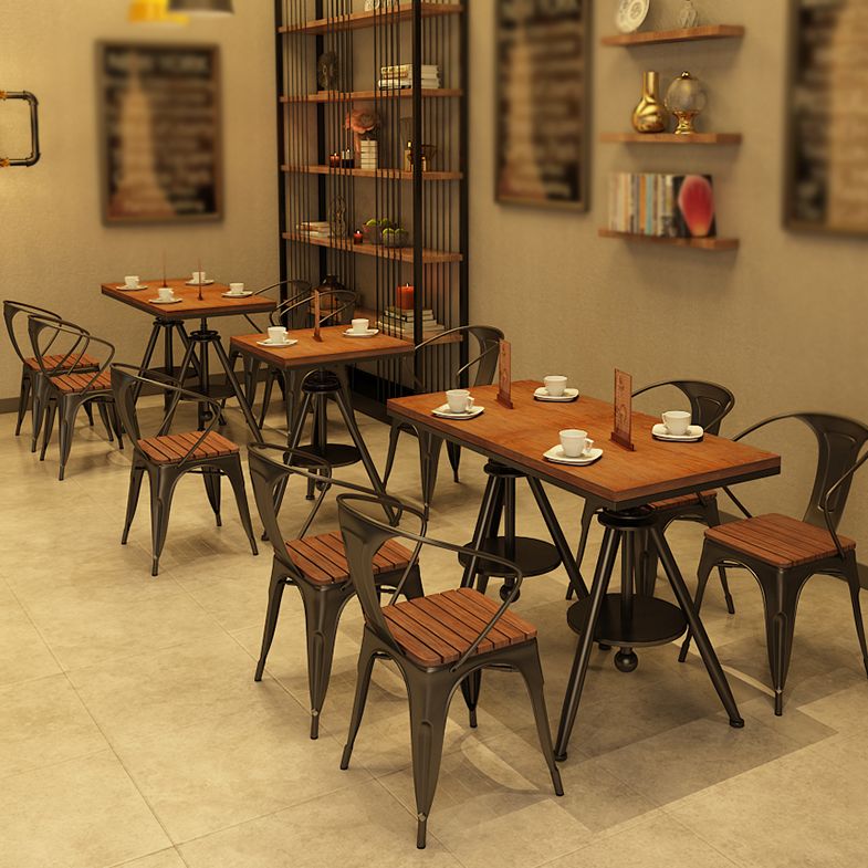 Solid Wood Industrial Dining Table Adjustable Square Table with Black Frame for Dinning Room Clearhalo ' dining_table' 'Dining Tables & Seating' 'Dining Tables' 'furn' 'furn_dining_table' 'Furniture' 'furniture_dining_table' 'Kitchen & Dining Furniture' 'kitchen&dining_furn' 'kitchen' 'kitchen_dining_table' 1200x1200_5a4c8365-7472-47b8-9850-3aab9561b796