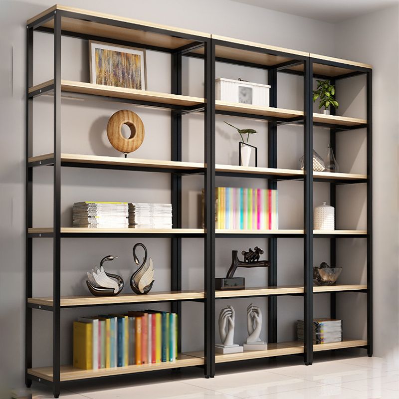 Metal Etagere Bookcase Industrial Open Back Book Shelf with Shelves for Office and Home Clearhalo 'Bookcases' 'Furniture' 'furniture_bookcases' 'kitchen' 'kitchen_bookcases' 'Living Room Furniture' 'Office Furniture' 1200x1200_5a4d7ab3-6c8b-43d4-bb8e-4c0344bc8460