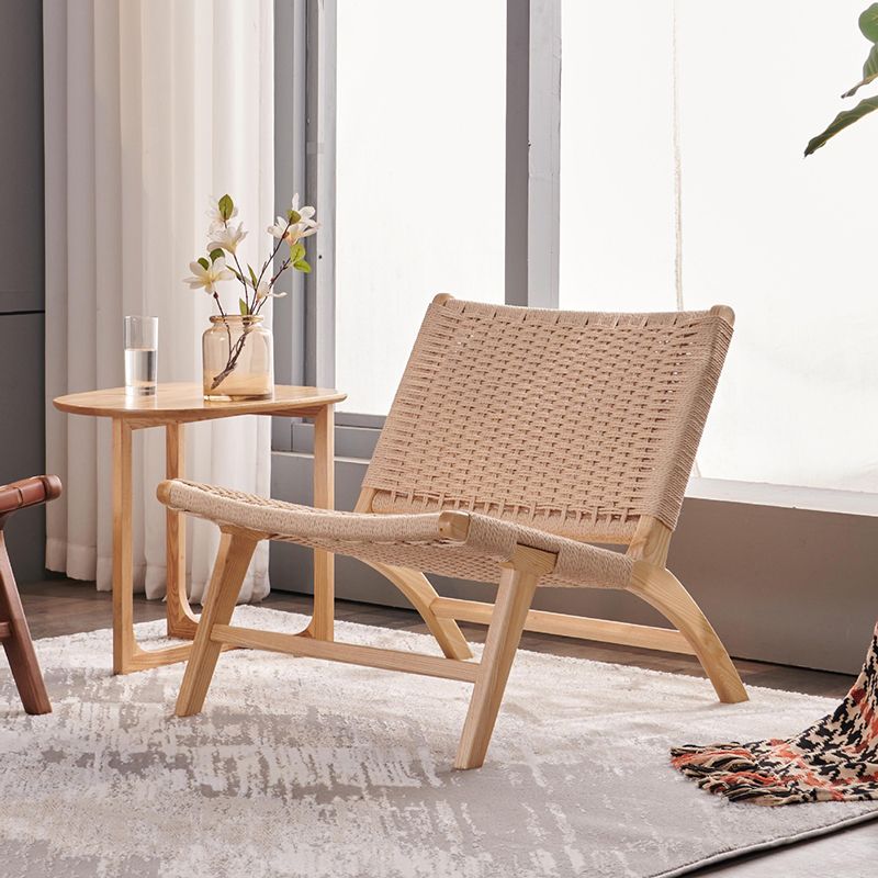 25.59" L x 31.88" W x 25.98" H Brown/Nautral Woven Accent Chair Solid Wood Lounge Chair Clearhalo 'Accent Chairs' 'accent_chairs' 'Chairs & Seating' 'furn' 'furn_accent_chairs' 'Furniture' 'furniture_accent_chairs' 'Living Room Furniture' 1200x1200_5a4e2536-a59e-4351-a761-789b4b536e87