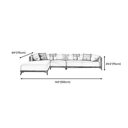Contemporary Stain-Resistant Faux Leather Sofa/Sectional with Pillowed Back Cushions Clearhalo 'furn' 'furn_sectionals' 'Furniture' 'furniture_sectionals' 'Living Room Furniture' 'Sectionals' 1200x1200_5a4fb11a-d7c0-41dc-a0e1-7345f7e3f122