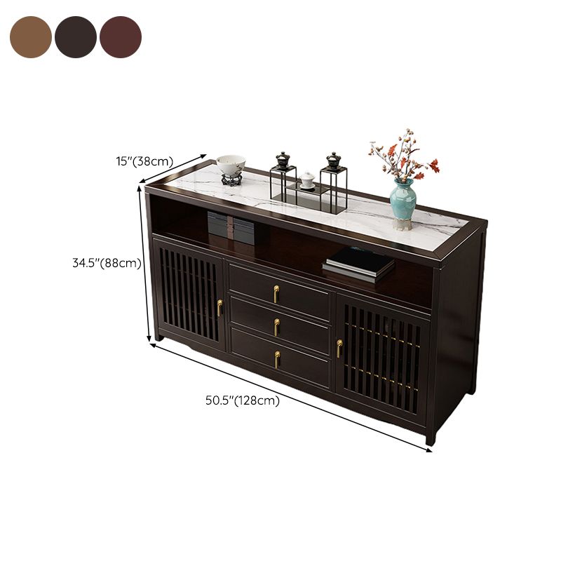 Tavolo da tavolo a buffet in stile moderno pietra da 34,7 pollici con armadi e cassetti