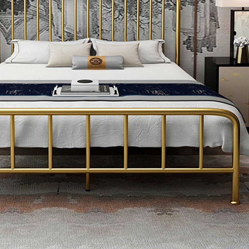 Modern Slat Bed Spindle Metal Open-Frame Bed with Custom Gold Legs