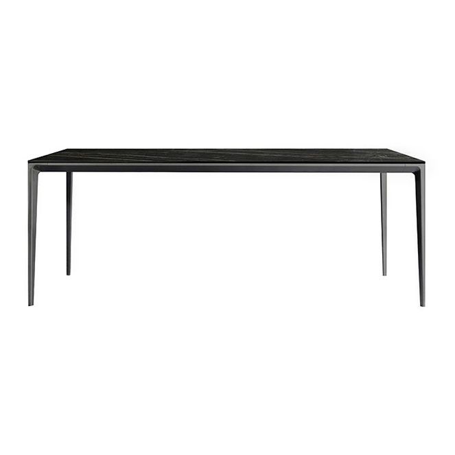 Rectangle Contemporary Dining Room Table Sintered Stone Table with 4 Black Legs Clearhalo ' dining_table' 'Dining Tables & Seating' 'Dining Tables' 'Furniture' 'furniture_dining_table' 'Kitchen & Dining Furniture' 'kitchen&dining_furn' 'kitchen' 'kitchen_dining_table' 1200x1200_5a52cac5-007c-4e3f-9122-92f916fdb159