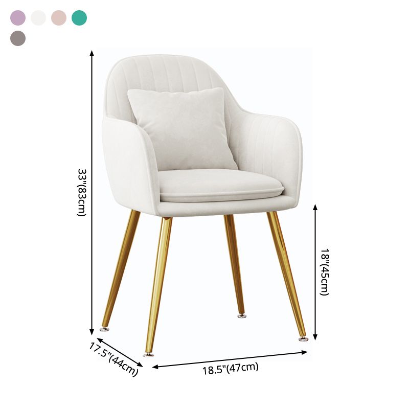 Scandinavian Style Metal Dining Chair Bedroom Upholstered Chair with Arm Clearhalo ' kitchen&dining_furn' 'Dining Chairs' 'Dining Tables & Seating' 'dining_chair' 'furn' 'furn_dining_chair' 'Furniture' 'furniture_dining_chair' 'Kitchen & Dining Furniture' 'kitchen' 1200x1200_5a52e7e9-c338-4396-8296-0a7e4d0ec944
